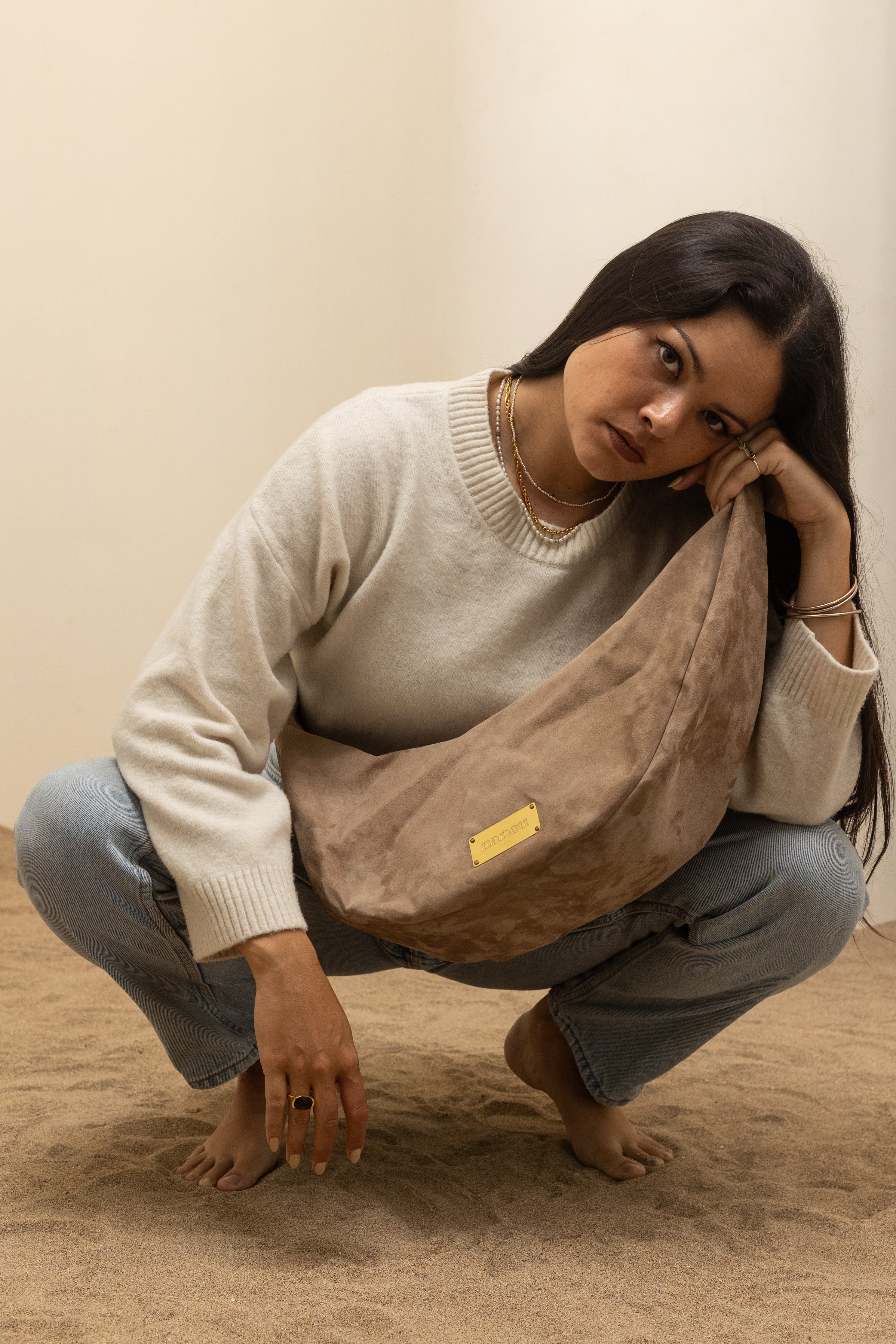 Gabriel sac banane suède - taupe