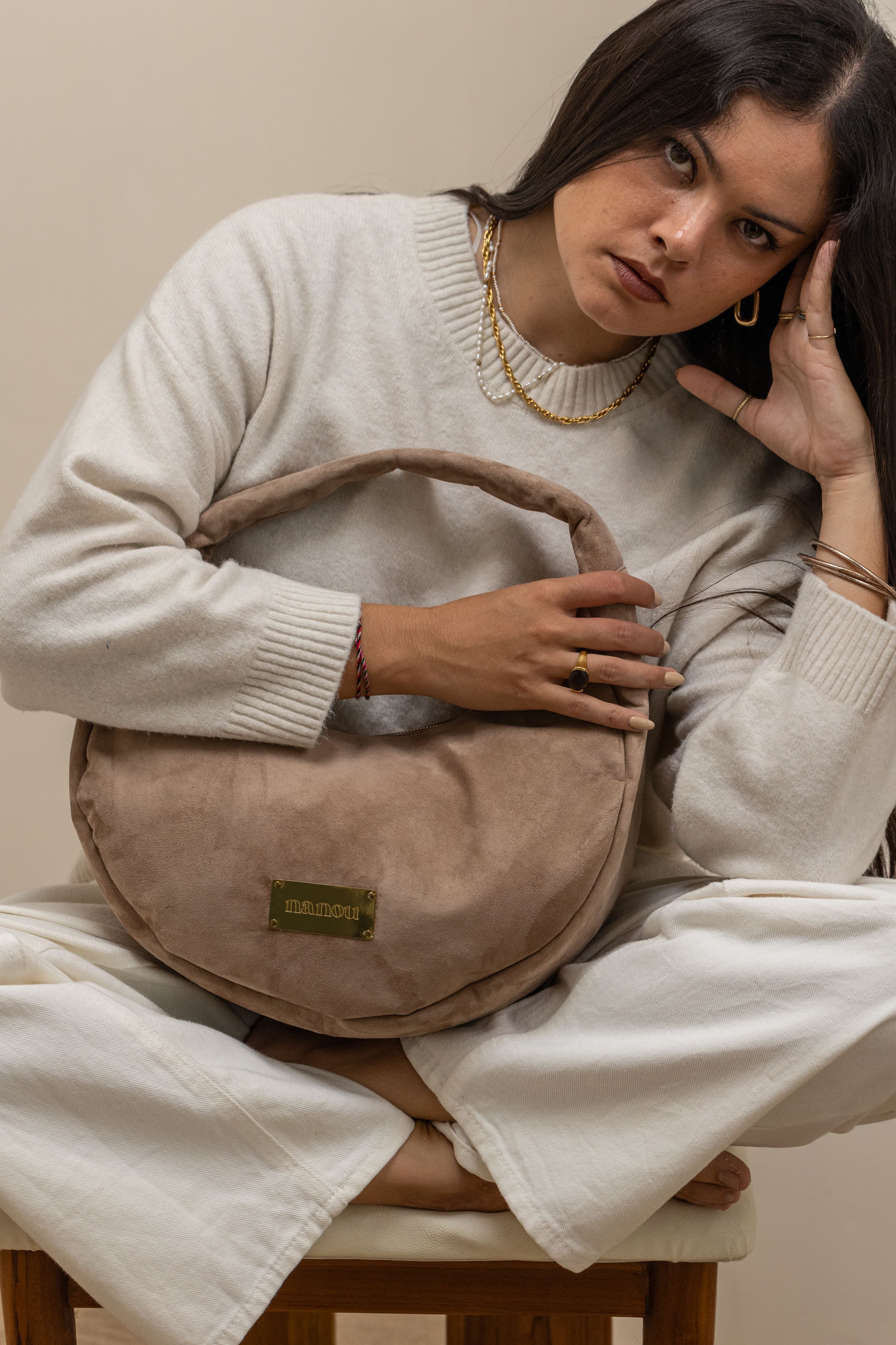 The Circle bag Medium Suede- Taupe